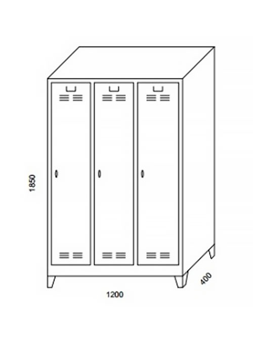 Soyunma dolabı çelik 3 kapılı
